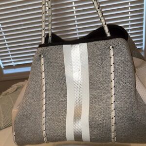 HAUTE SHORE Gray and White Tote Bag